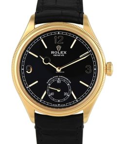 Rolex 1908 Black Dial Yellow Gold Watch 52508