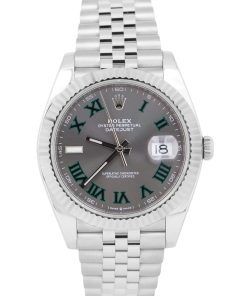 Rolex Datejust 41 41mm WIMBLEDON Fluted Rhodium JUBILEE Steel Watch 126334