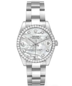 Rolex Datejust Midsize 31 Steel Diamond Mother Of Pearl Dial Ladies Watch 178384
