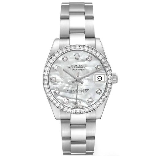 Rolex Datejust Midsize 31 Steel Diamond Mother Of Pearl Dial Ladies Watch 178384