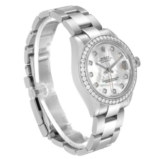 Rolex Datejust Midsize 31 Steel Diamond Mother Of Pearl Dial Ladies Watch 178384