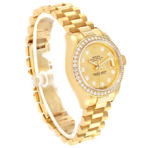 Rolex Datejust President Yellow Gold Diamond Ladies Watch 179138