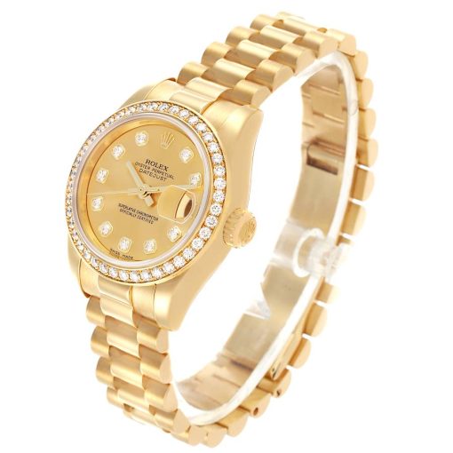 Rolex Datejust President Yellow Gold Diamond Ladies Watch 179138