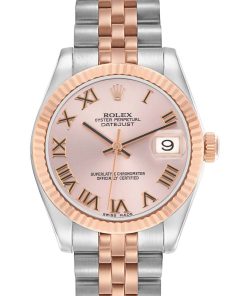 Rolex Datejust Steel Rose Gold Pink Dial Ladies Watch 178271 Box Card