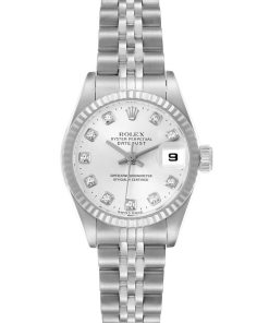 Rolex Datejust Steel White Gold Diamond Dial Ladies Watch 79174 Box Papers