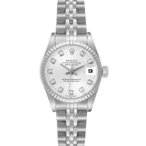 Rolex Datejust Steel White Gold Diamond Dial Ladies Watch 79174 Box Papers
