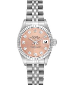Rolex Datejust Steel White Gold Salmon Diamond Ladies Watch 79174