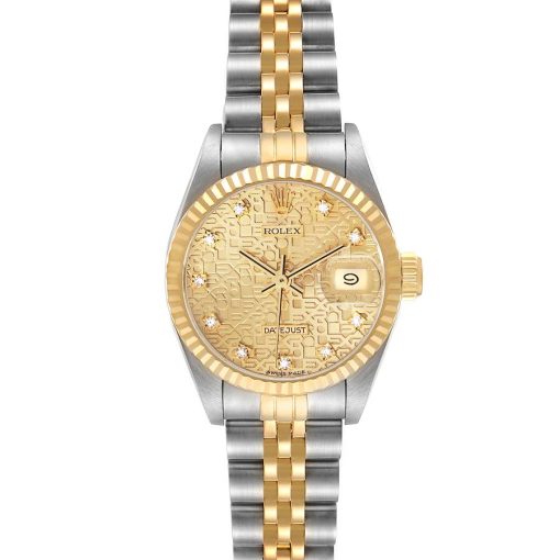 Rolex Datejust Steel Yellow Gold Anniversary Diamond Ladies Watch 69173