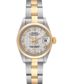 Rolex Datejust Steel Yellow Gold Ivory Pyramid Dial Ladies Watch 69163