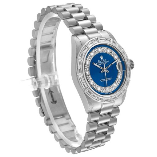 Rolex President Platinum Myriad Diamond Ladies Watch 68266 Box Papers