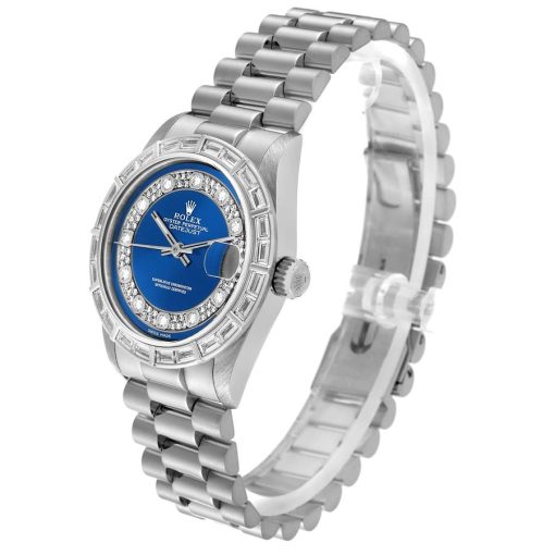 Rolex President Platinum Myriad Diamond Ladies Watch 68266 Box Papers