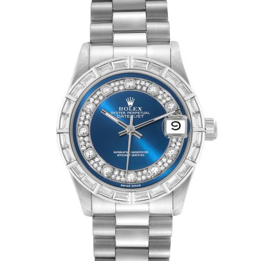 Rolex President Platinum Myriad Diamond Ladies Watch 68266 Box Papers