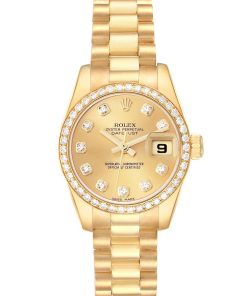 Rolex Datejust President Yellow Gold Diamond Ladies Watch 179138